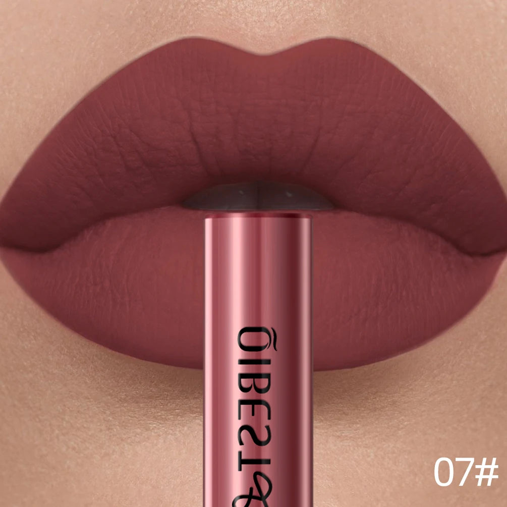 QIBEST Matte Liquid Lipstick Waterproof Long Lasting Velvet Lip Gloss Tint Tube Matte Nude Pigment Red Lipgloss Lips Makeup - AMULET RING STORE
