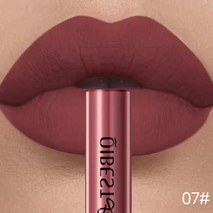 QIBEST Matte Liquid Lipstick Waterproof Long Lasting Velvet Lip Gloss Tint Tube Matte Nude Pigment Red Lipgloss Lips Makeup - AMULET RING STORE
