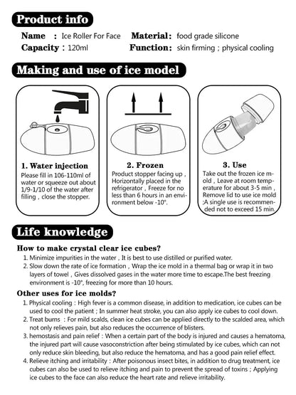 1PC Ice Face Roller Reusable Silicone Ice Mold Face Massage Eye Facial Beauty Skin Care Tools Apply Ice for Shrink Pores