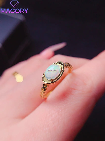 Natural Moonstone S925 Sterling Silver Ladies Ring 5*7mm Exquisite Fashion Jewelry with Certificate Holiday High-end Gifts