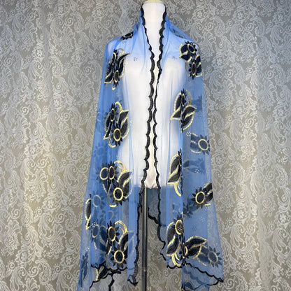 on sale 2025 New African Net Hijab Scarf For Muslim Women African Dubai Islam Headscarf Embroidery Shawls voile - AMULET RING STORE