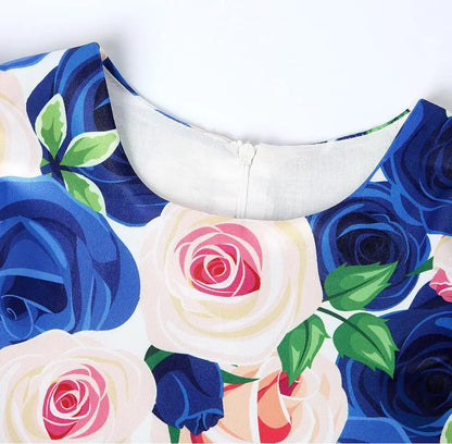 Summer Girls Rose Print Dress Princess Wedding Birthday Party Frocks Satin Children Vestidos Dresses For Girl Christmas Clothing