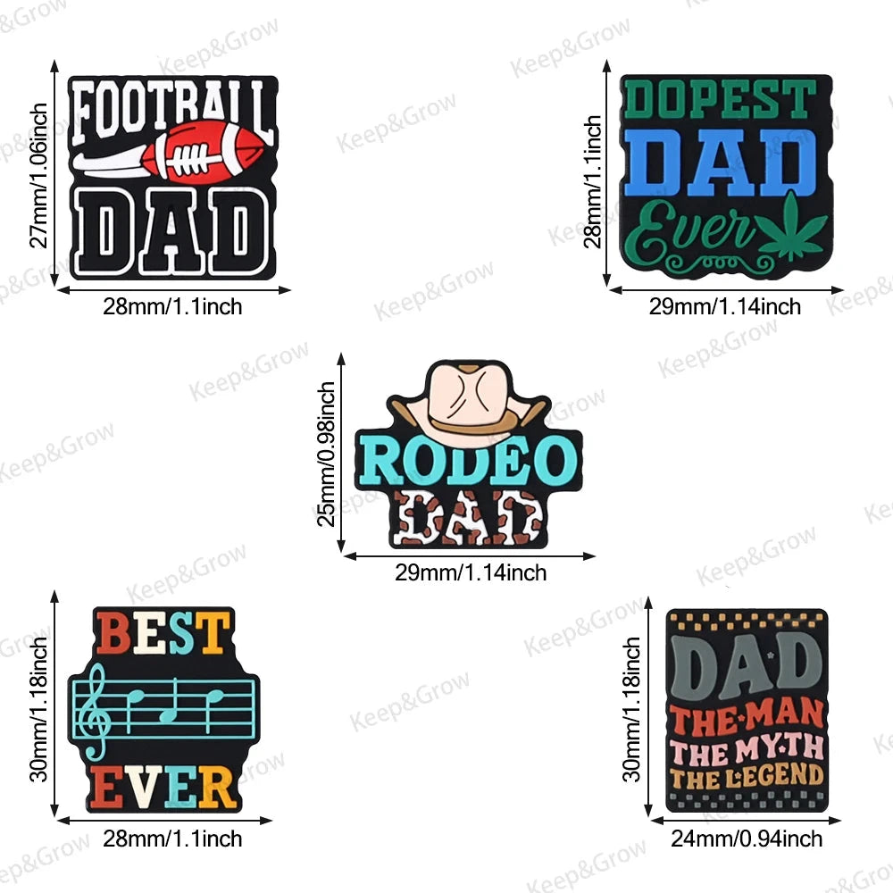 5/20/50Pcs Best Legends Dad Themed Silicone Beads for Jewelry Making Father's Day Focal Beads DIY KeysChain Accessory Decoration - AMULET RING STORE