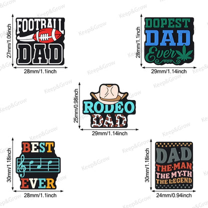 5/20/50Pcs Best Legends Dad Themed Silicone Beads for Jewelry Making Father's Day Focal Beads DIY KeysChain Accessory Decoration - AMULET RING STORE