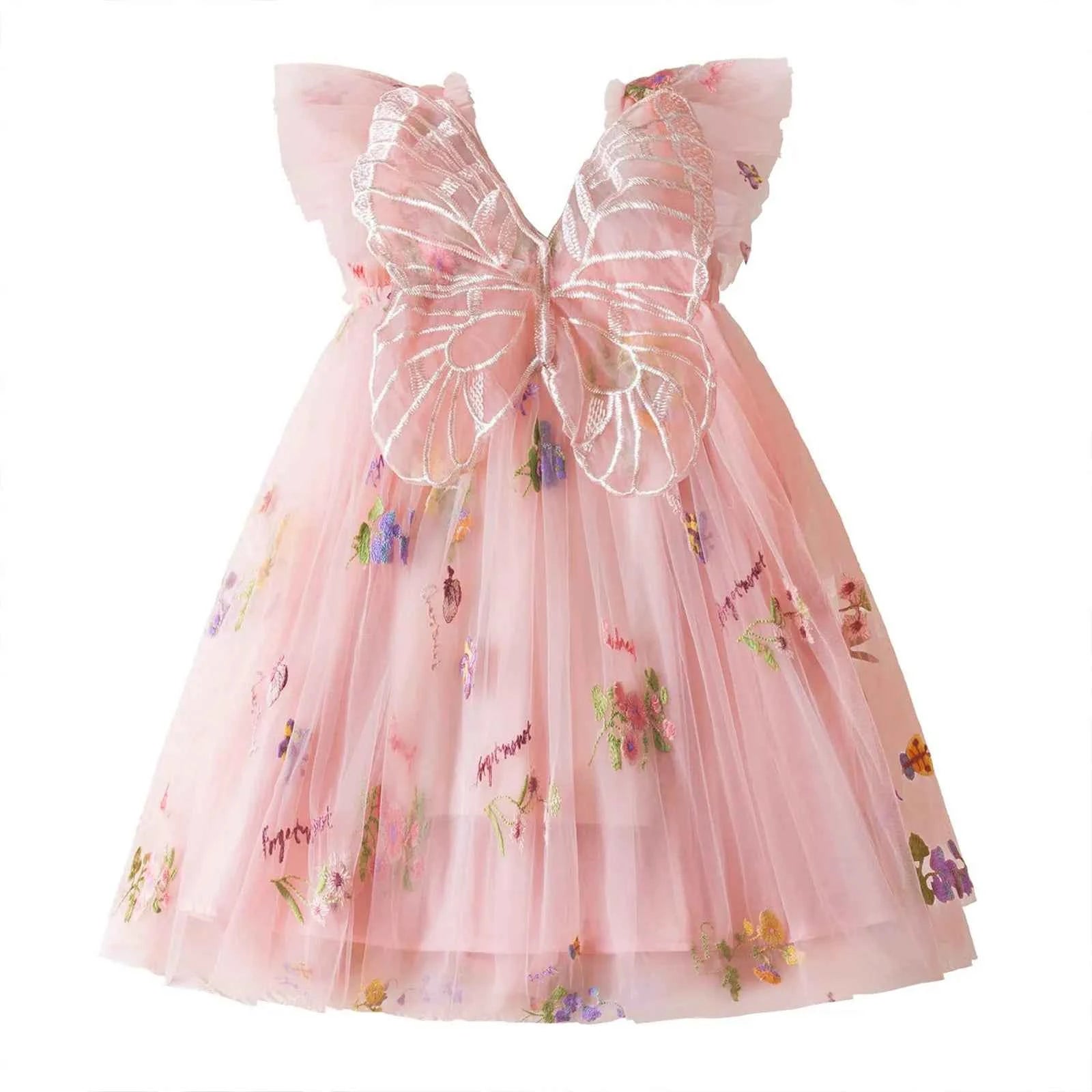 Delicate Party Prom Evening Dress Colorful Flower Embroidery Dresses Fashion Butterfly Princess Dress Birthday Princess Clothes