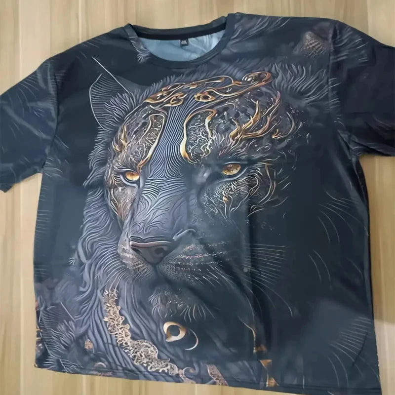 Men's Lion 3D Print T Shirts Y2K Hip Hop Streetwear Summer Casual T-shirt Animal Graphic Top Harajuku Tees Sale Man Short Sleeve - AMULET RING STORE