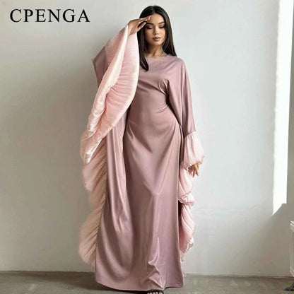 2025 Eid Arabic Muslim Women Modest Dress Luxury Dubai Abaya Islamic Party Lace-detailed Sleeves Robe Festival Turkey Outfit