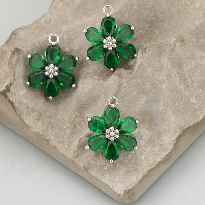 GUFEATHER,6pcs/lot,MC78,jewelry accessories,18k gold plated,nickel free,copper,zircon,hand made,flower shape,charms,diy pendants - AMULET RING STORE