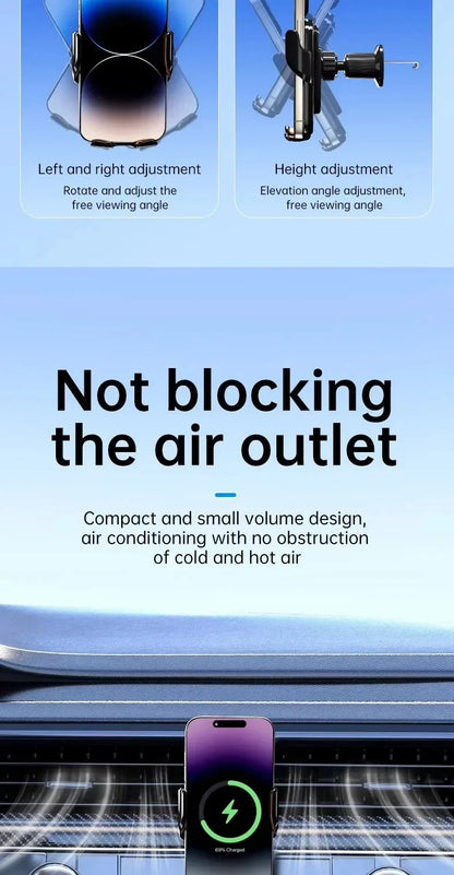 UYUXIO Manual Clamp Wireless Car Charger 15 Fast Charging Air Vent Car Mount Phone Holder for iPhone Samsung Android Phone