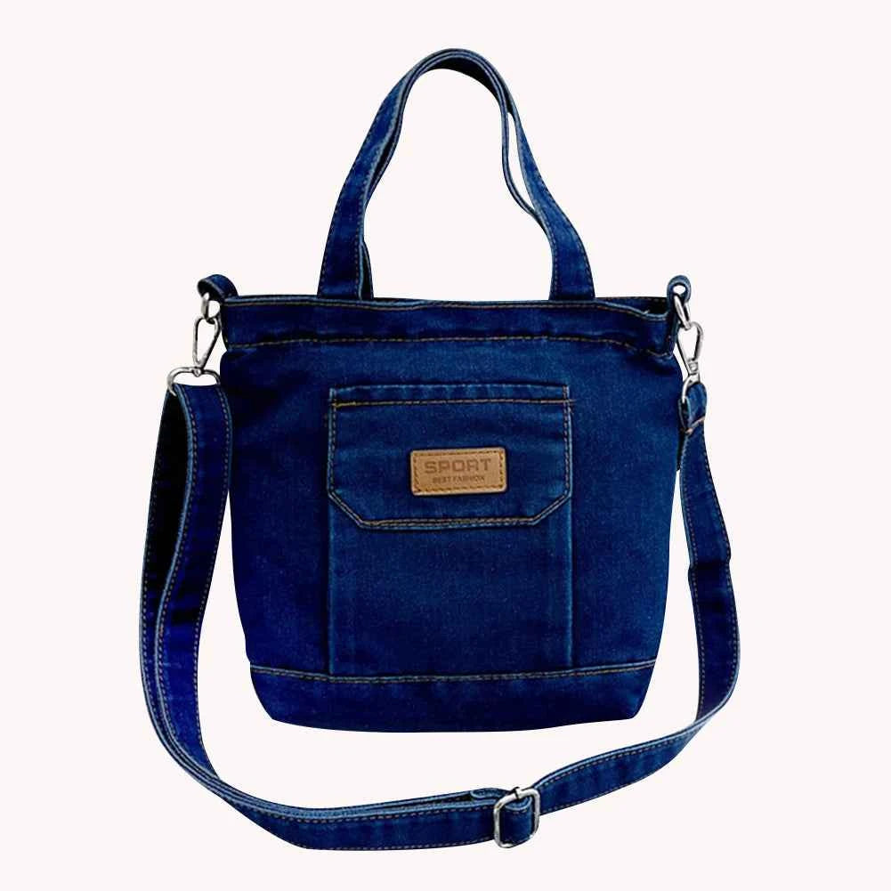 Women Stylish Tote Handbag Denim Shopper Shoulder Handbag Large Capacity Adjustable Straps with Pockets Daily Handbag and Purse