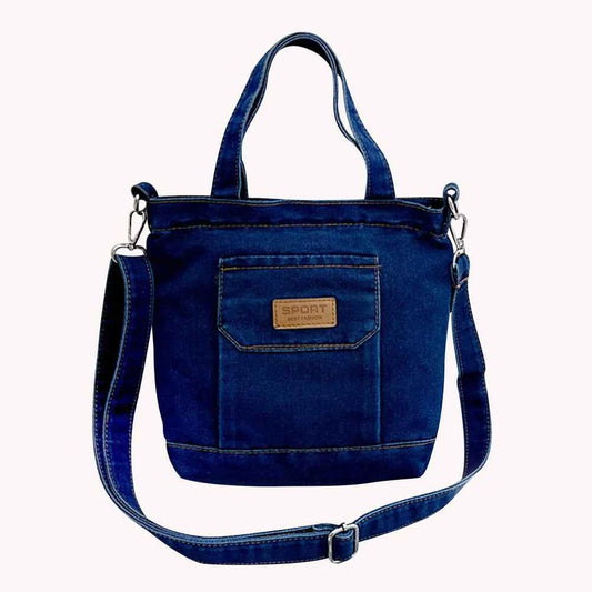 Women Stylish Tote Handbag Denim Shopper Shoulder Handbag Large Capacity Adjustable Straps with Pockets Daily Handbag and Purse