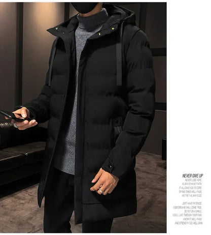 Thicken Warm Men Long Parka Fashion Brand Casual Winter Windbreaker Jacket with Hood Coats Fashion Clothing for Men All-match