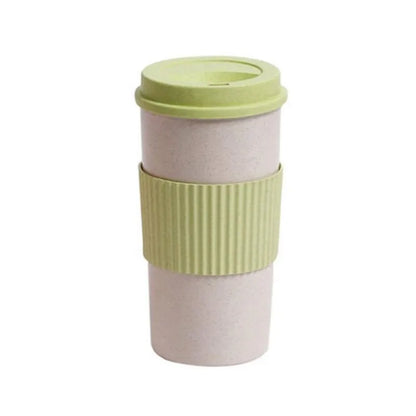 350/450/550ml Wheat Straw Coffee Cup Portable High Temperature Resistant Water Cup With Lid Reusable Eco-Friendly Travel Mug - AMULET RING STORE