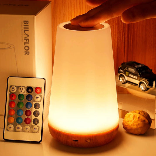 13 Color LED Changing Night Light RGB Remote Control Touch Dimmable Lamp Portable Table Bedside Lamp USB Rechargeable Night Lamp - AMULET RING STORE