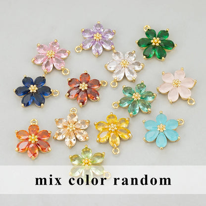 GUFEATHER,6pcs/lot,MC78,jewelry accessories,18k gold plated,nickel free,copper,zircon,hand made,flower shape,charms,diy pendants - AMULET RING STORE