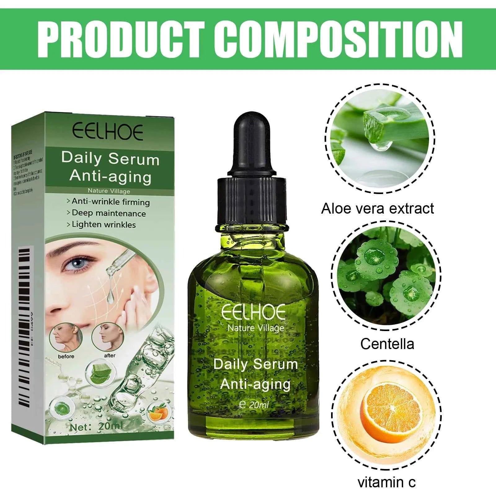EELHOE 20ml Centella Asiatica Essence Moisturizing Serum Soothing Repairing Skin Hyaluronic Acid Nourishing Face Skin Care Drops
