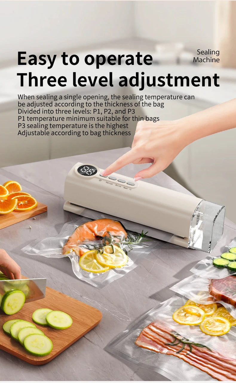 RS-F183H Mini Wireless Food Vacuum Sealing Machine, Digital Multifunctional Charging Magnetic Heat Absorption Sealing Machine. - AMULET RING STORE