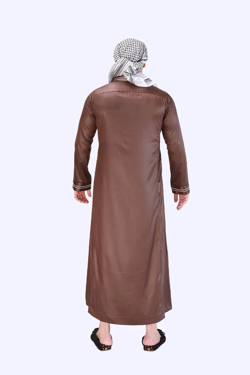 Men's New Long-sleeved Arab Robes Abaya Men's Robes in The Middle East Popular Muslim Men's Fashion Ethnic Long Clothing