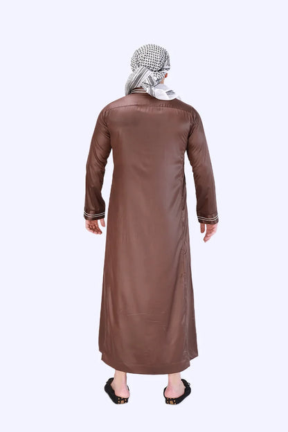 Men's New Long-sleeved Arab Robes Abaya Men's Robes in The Middle East Popular Muslim Men's Fashion Ethnic Long Clothing