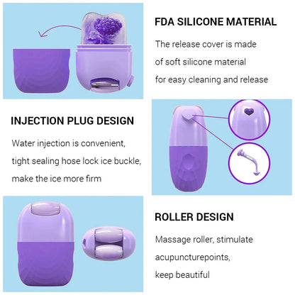 2 In 1 Ice Face Roller Ice Cube Beauty Massage Silicone Mold For Eye Puffiness Facial Roller Shrink Pores Skin Care Beauty Tool