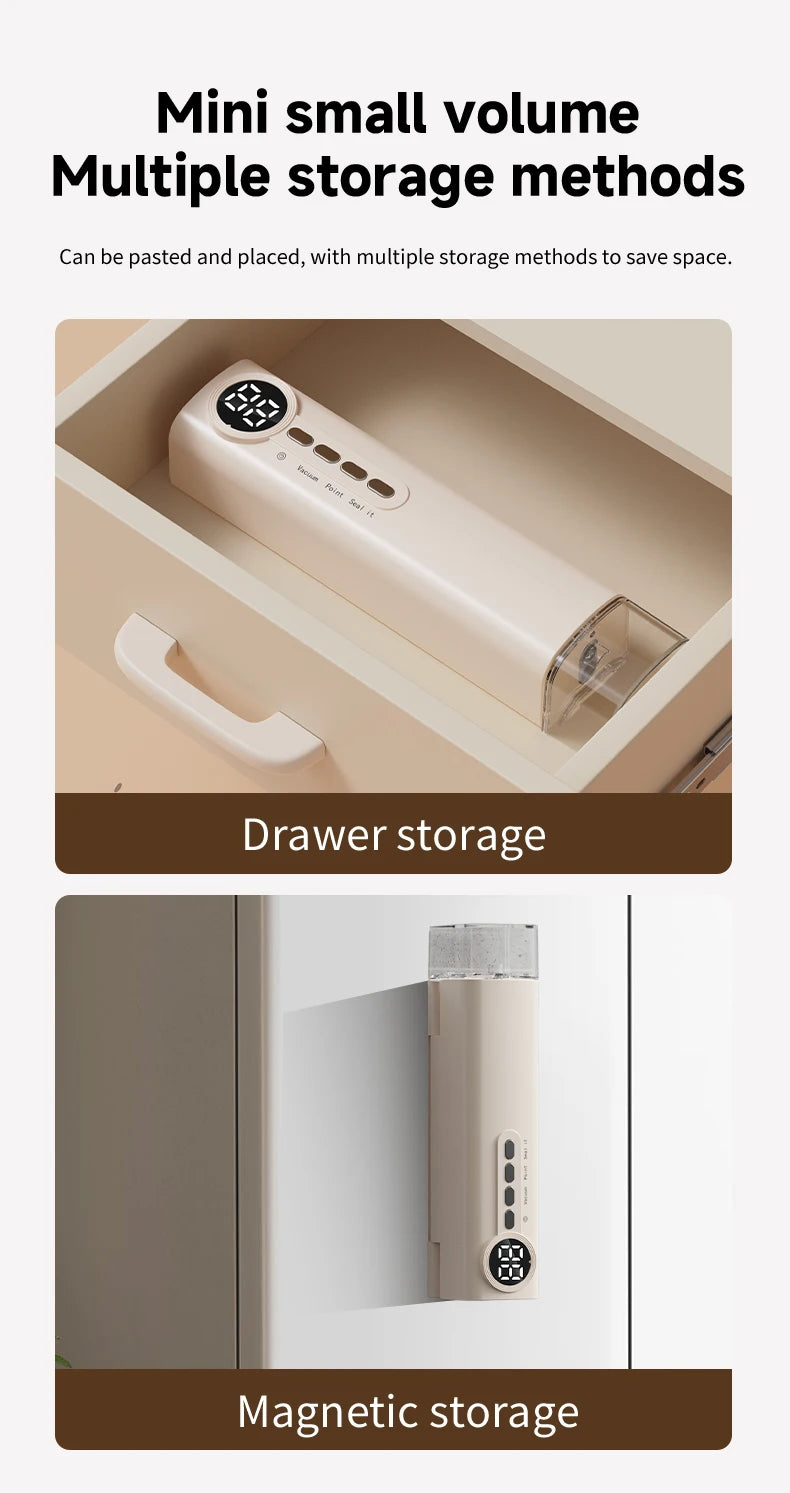 RS-F183H Mini Wireless Food Vacuum Sealing Machine, Digital Multifunctional Charging Magnetic Heat Absorption Sealing Machine. - AMULET RING STORE