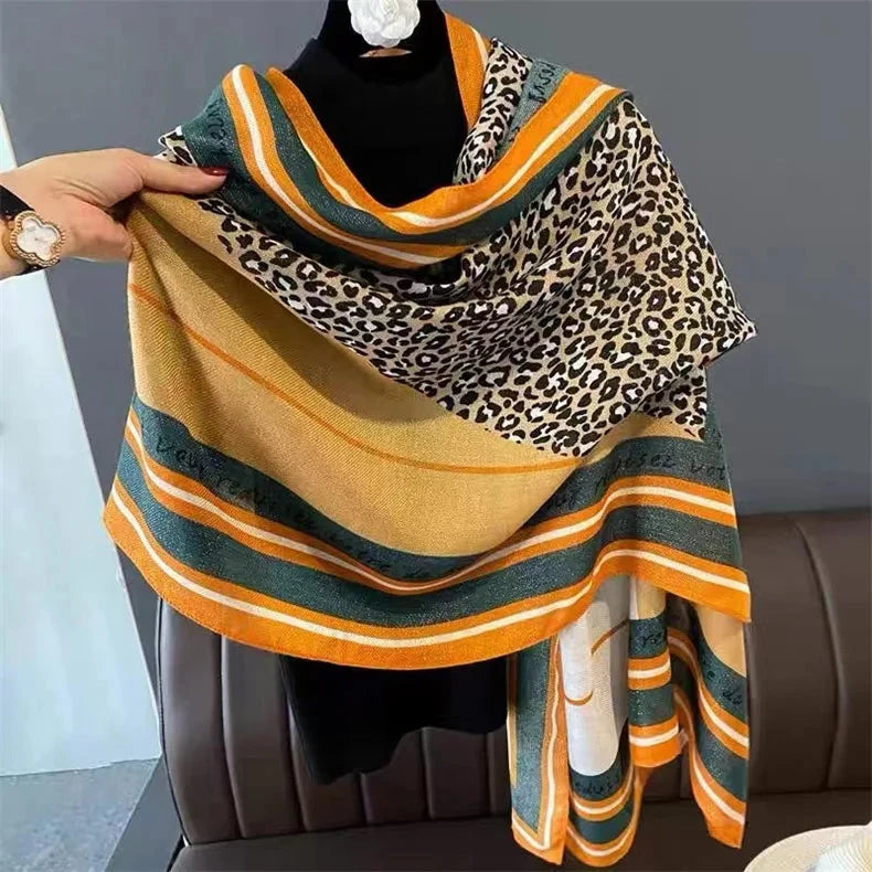 2025 Autumn Women Hijab Scarf Leopard Cotton Linen Shawl Tassel Muslim Sunscreen Viscose Headkerchief Wrap Breathable Headscarf - AMULET RING STORE