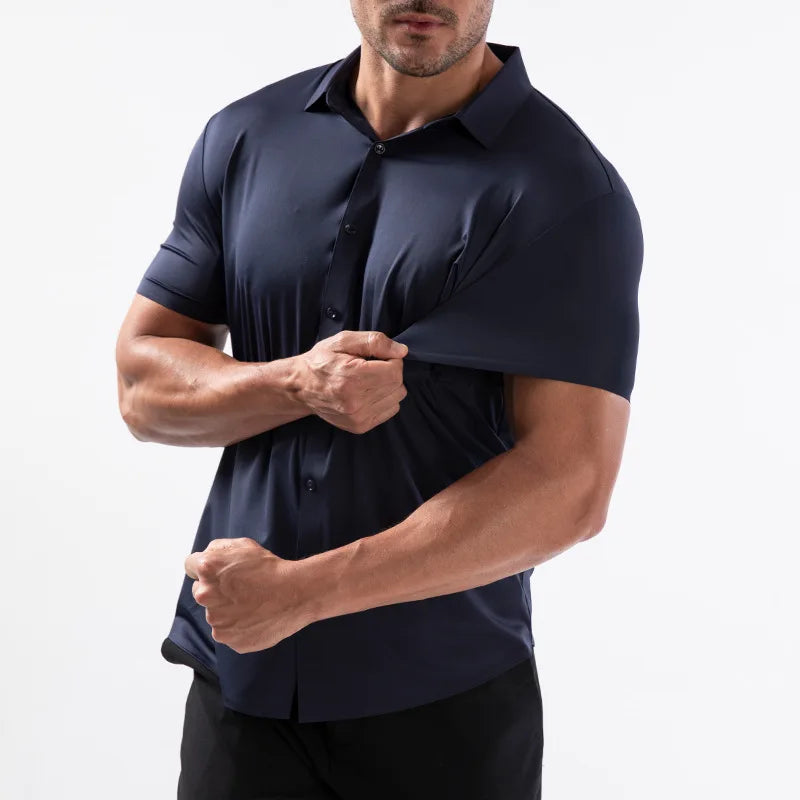 Men's Summer Business Shirt - Short Sleeve Wrinkle Free