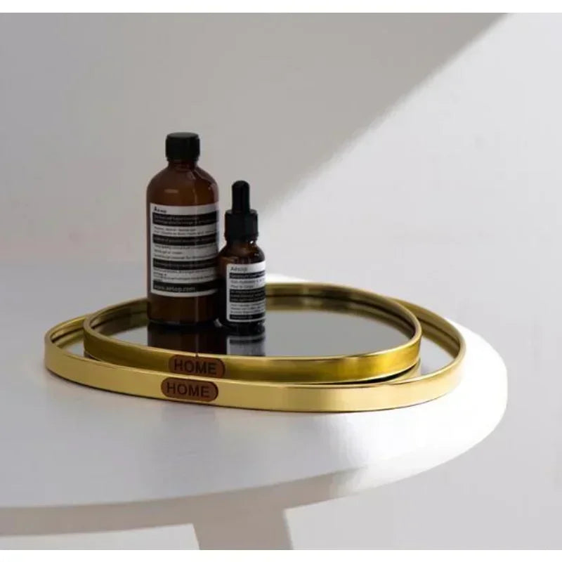 New Light Luxury Mirror StorageTray Home Decoration Desktop Storage Tray Multilateral Geometric Tray Living Room Accessories - AMULET RING STORE