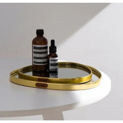 New Light Luxury Mirror StorageTray Home Decoration Desktop Storage Tray Multilateral Geometric Tray Living Room Accessories - AMULET RING STORE