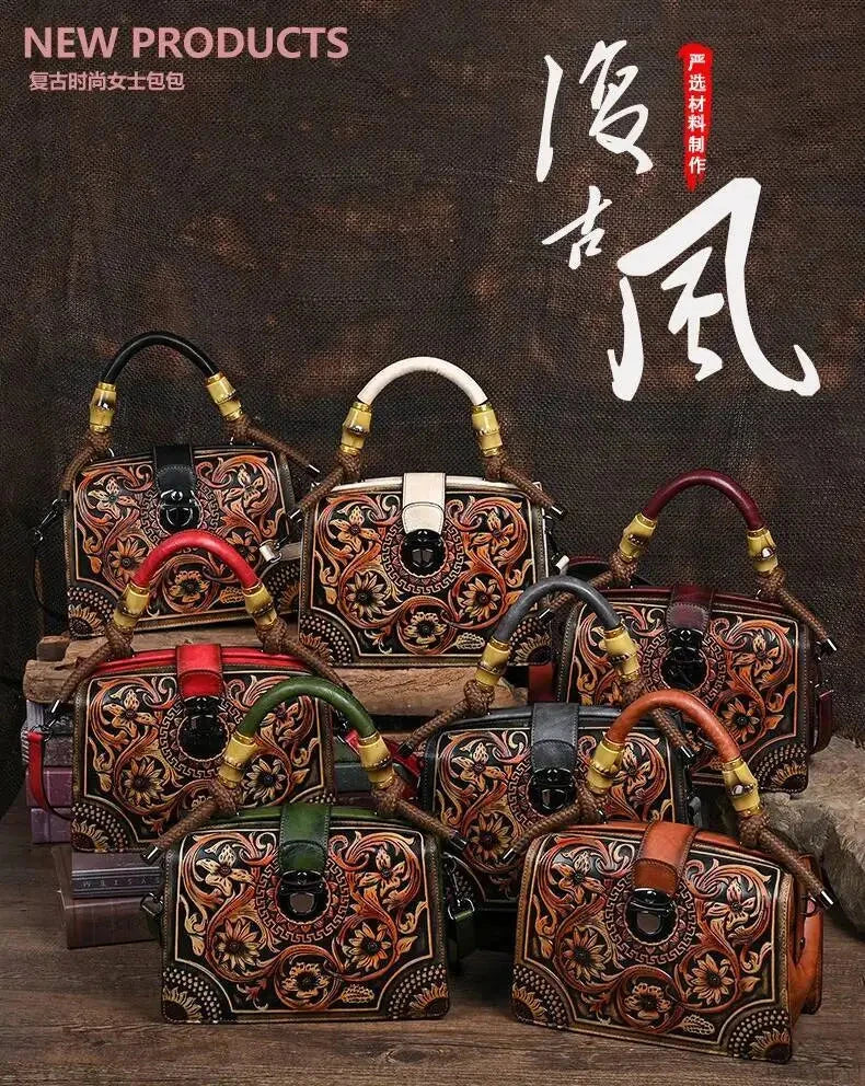 Motaora New Embossed Shoulder Bag For Women's 2025 Vintage Handmade Handbag Female PU Leather Big Capacity Crossbody Bags Purse