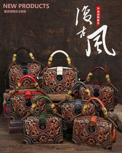 Motaora New Embossed Shoulder Bag For Women's 2025 Vintage Handmade Handbag Female PU Leather Big Capacity Crossbody Bags Purse