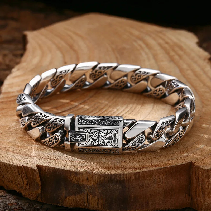 S925 Sterling Silver Timeless Vine Garland Buckle Retro Punk Tank Bracelet Jewelry Creativity Gift Factory Price