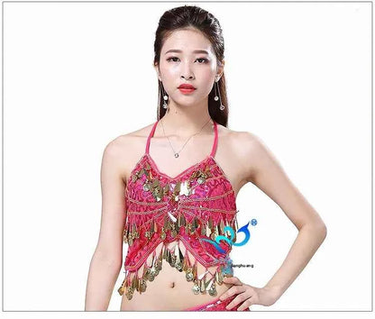 Sexy Belly Dance Bra Top Women's Sensual Strap Hanging Ne Vest Dance Clothing Adult Fem Polyester Sportswear Yoga Fitn