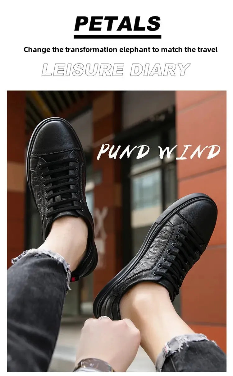 Leisure Shoes 2025 New Wear-resistant Fashion Shoes Anti-slip Anti-odor Leather Sports Thick Soles All Match Street Men's Shoes - AMULET RING STORE
