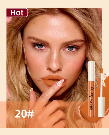 QIBEST Matte Liquid Lipstick Waterproof Long Lasting Velvet Lip Gloss Tint Tube Matte Nude Pigment Red Lipgloss Lips Makeup - AMULET RING STORE