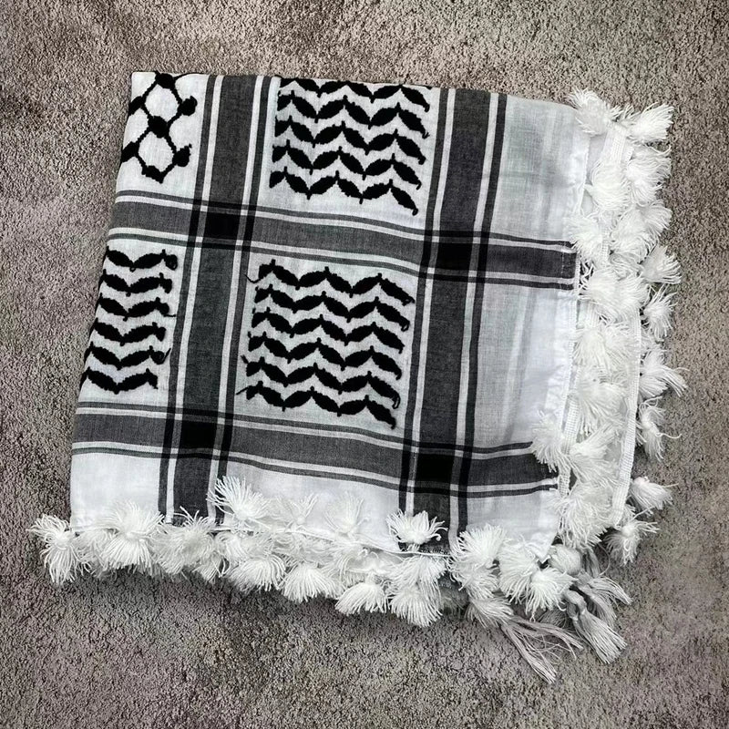 Military Shemagh Tactical Desert Scarf Shemagh Scarf Men Neck Head Wraps for Men Cotton Keffiyeh Arab Wrap with Tassel - AMULET RING STORE