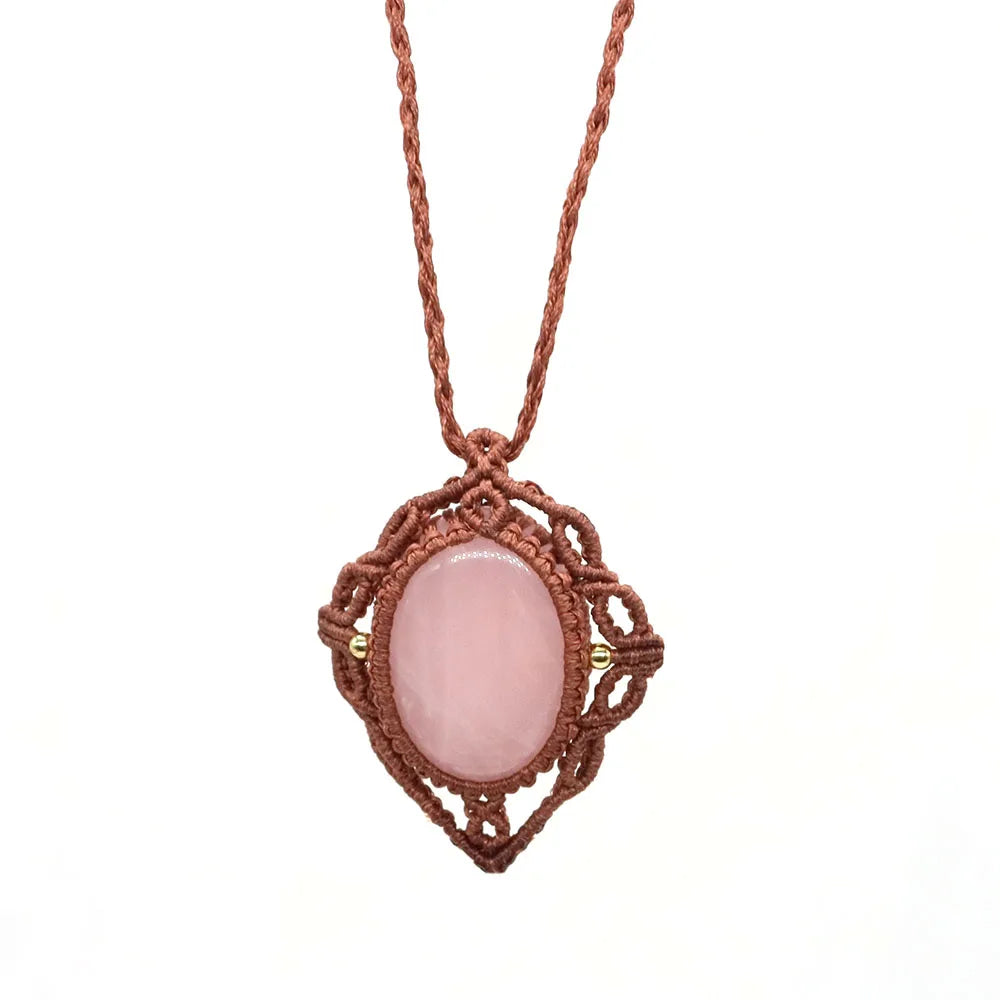 Natural Stones Tear Water Drop Pendant Crystals Healing Handmade Thread Rope Wrap Braided Macrame Chain Necklace Jewelry Gifts - AMULET RING STORE