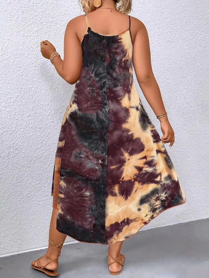 Elegant V-neck sleeveless dress for women in 2025, featuring abstract prints and pleated chest details - Lightweight and machine