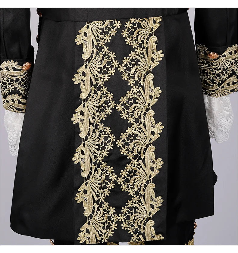 2025 New Medieval Vintage Prince Lace Suits for Men and Women, Halloween Performance Cosplay Three Piece Set(Blazer+Vest+Pants)