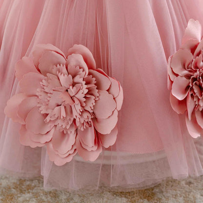 Toddler Flower Bow Party Baby Girl Dress Sequins Wedding Bridesmaids Dress for Girls Elegant 1st Birthday Evening Prom Costumes