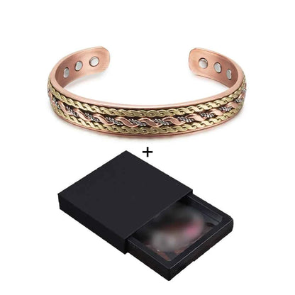 Vinterly Cross Copper Bracelets Gold-color Rose Twisted Magnetic Women Adjustable Open Cuff Bangles Resizable Jewelry Magnets