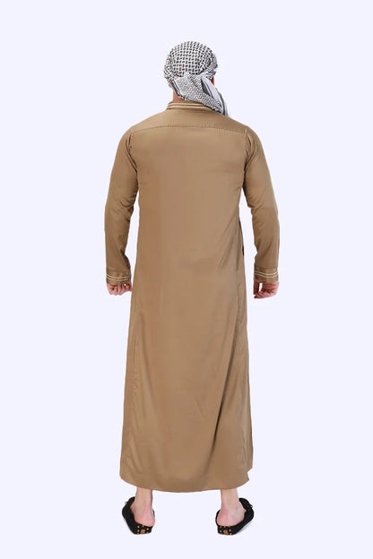Men's New Long-sleeved Arab Robes Abaya Men's Robes in The Middle East Popular Muslim Men's Fashion Ethnic Long Clothing