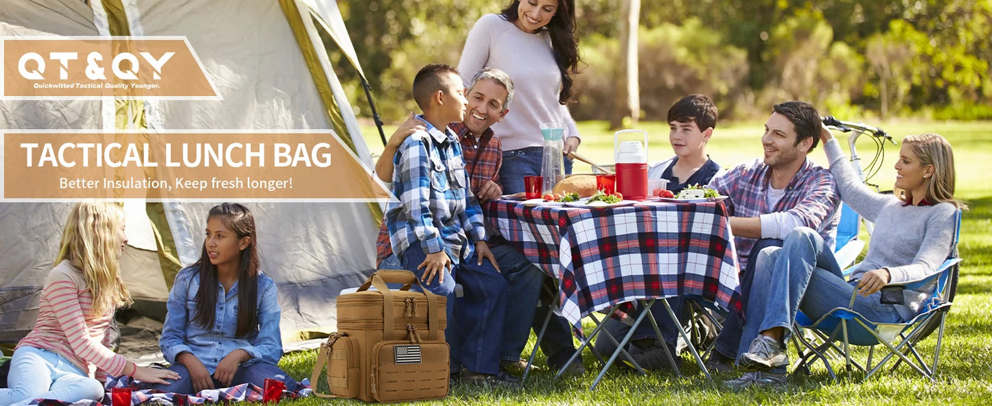 Tactical Lunch Box Expandable 18L Insulated Cooler Bag Leak Proof Lunch Bag for Work Camping Outdoor Picnic MOLLE Weave Strap