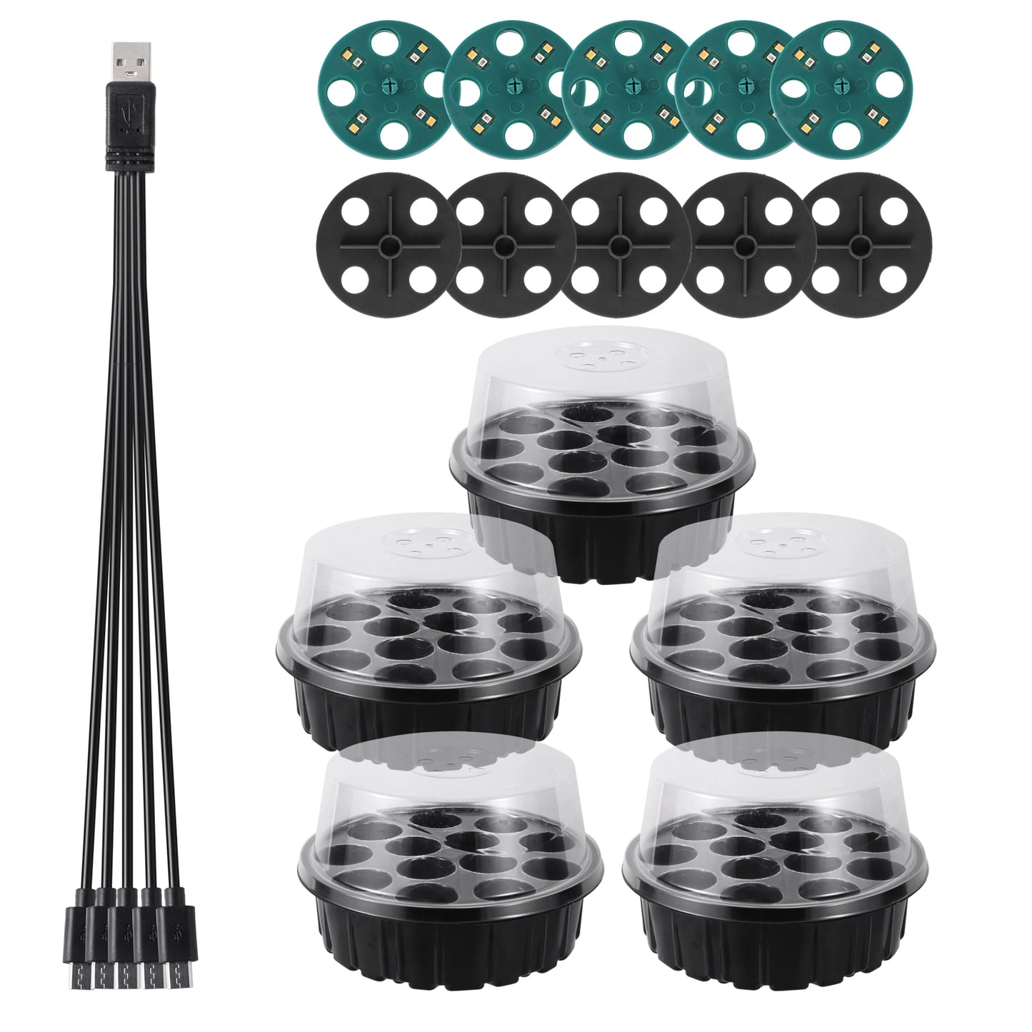 Seedling Nursery Box With LED Growing Light Seed Starter Tray Seedling Breeding Pot Garden Greenhouse Germination Planter - AMULET RING STORE