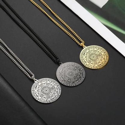 Wicca 7 Archangels Sigil Charm Necklaces Men Women Seal of Solomon Pendant Supernatural Protection Amulet Magic Talisman Jewelry