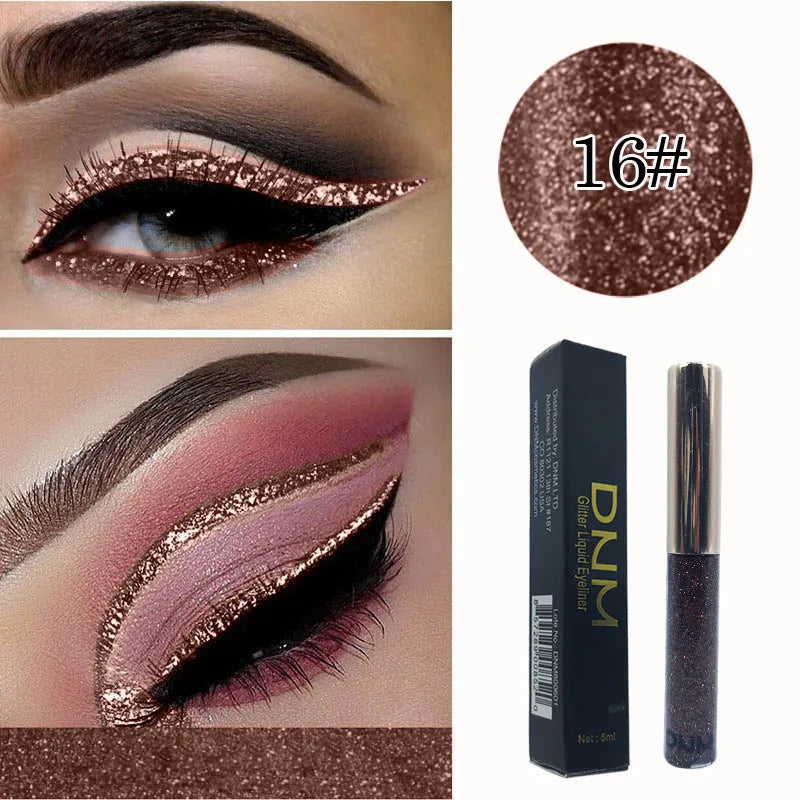 Glitter Eyeliner Vibrant Waterproof Long-Lasting for Flawless Eye Makeup Diamond Shiny Silver Rose Gold Eyeliner Beauty Cosmetic - AMULET RING STORE