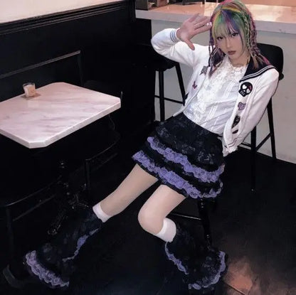 New Skirt Subculture Y2k Japanese Miniskirt Black Punk Harajuku Retro Mini Dress Party Skinny Lace Layered Puff A-line Skirts - AMULET RING STORE