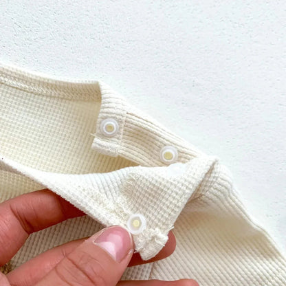 Cotton Romper Gift Hat with Ear New In Summer Kids Baby Girls Boys Short Sleeve Waffle Patch Bear Infant Newborn Jumpsuits - AMULET RING STORE