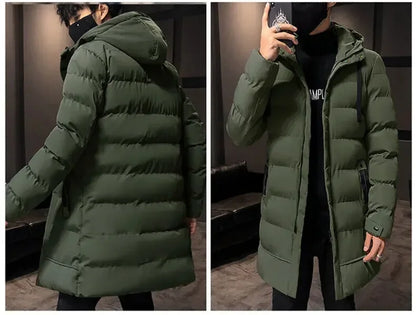 Thicken Warm Men Long Parka Fashion Brand Casual Winter Windbreaker Jacket with Hood Coats Fashion Clothing for Men All-match