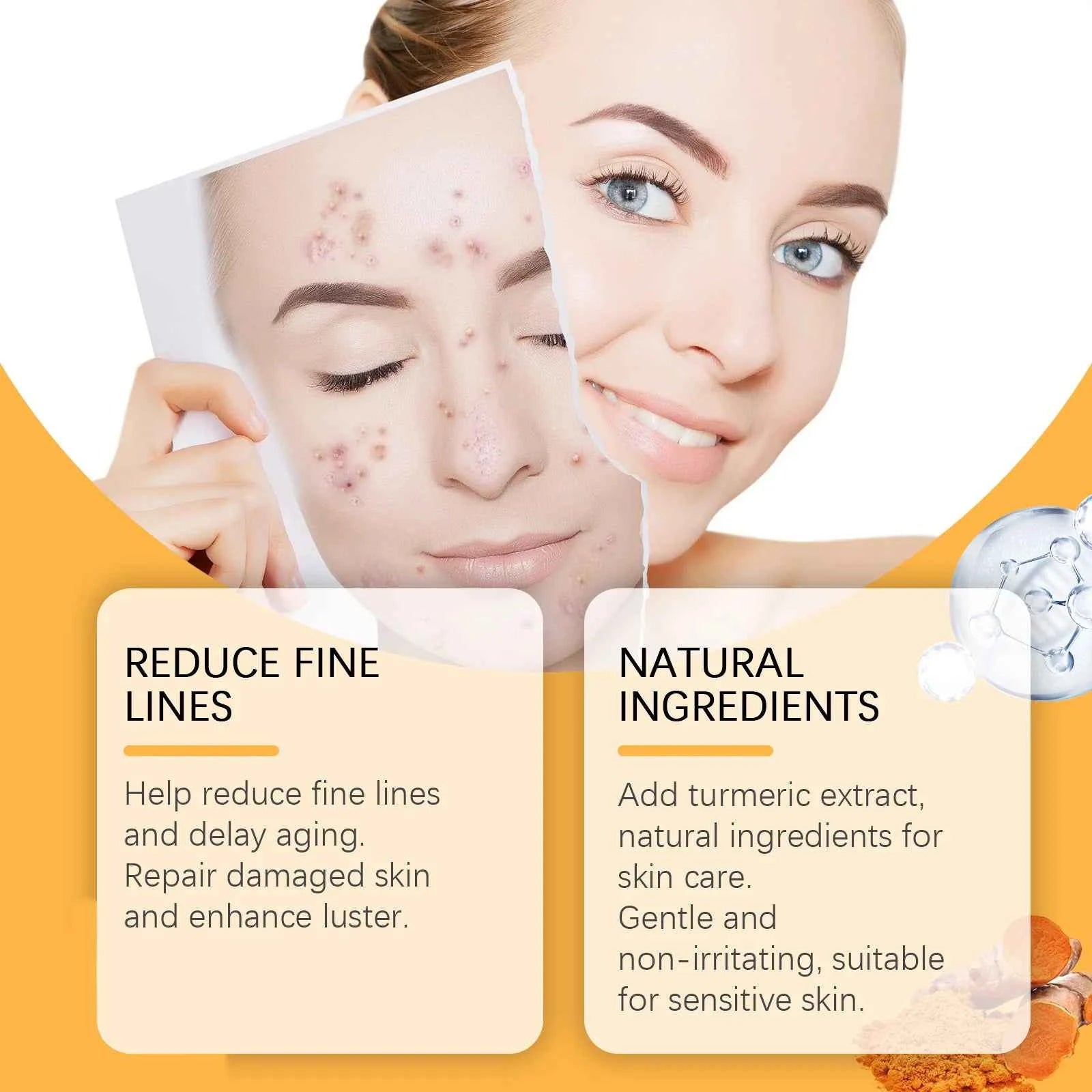 EELHOE Turmeric Essence Oil 30ml Shrink Pores Deep Moisturizing Hydration Repair Damaged Skin Facial Body Massage Oil Skin Care